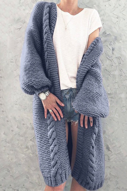 Nikkimoda Open Front Long Chunky Knit Cardigan