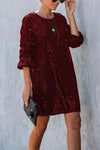 Nikkimoda Puff Sleeve Backless Sequin Dress