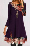 Nikkimoda Chiffon Floral Splice Long Sleeves Dress