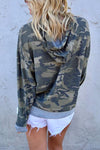 Nikkimoda Camo Splice Drawstring Hoodied Sweatshirt