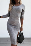 Nikkimoda Long Sleeve Side Split Bodycon Dress