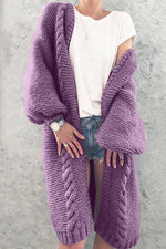 Nikkimoda Open Front Long Chunky Knit Cardigan