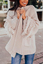 Nikkimoda Batwing Sleeve Solid Tassel Sweater Cardigan