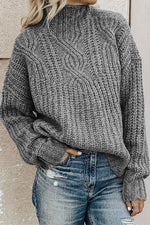 Nikkimoda Turtleneck Cable Knit Tunic Sweater