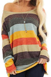 Nikkimoda Rainbow Round Neck Side Split Sweatshirt