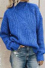 Nikkimoda Turtleneck Cable Knit Tunic Sweater