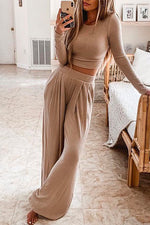 Nikkimoda Crewneck Pullover and Wide Leg Pants Set