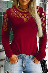 Nikkimoda Hollow Out Beading Long Sleeves T shirt