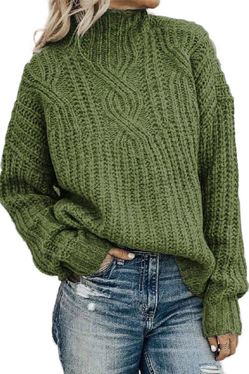 Nikkimoda Turtleneck Cable Knit Tunic Sweater