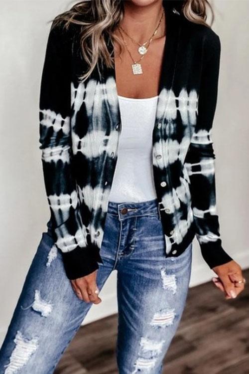 Nikkimoda Tie Dye Button Down Short Cardigan