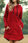 Nikkimoda Solid Hoodied Sweatshirt Dress with Pockets