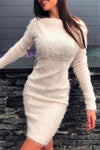 Nikkimoda Crewneck Stretchy Fuzzy Bodycon Dress