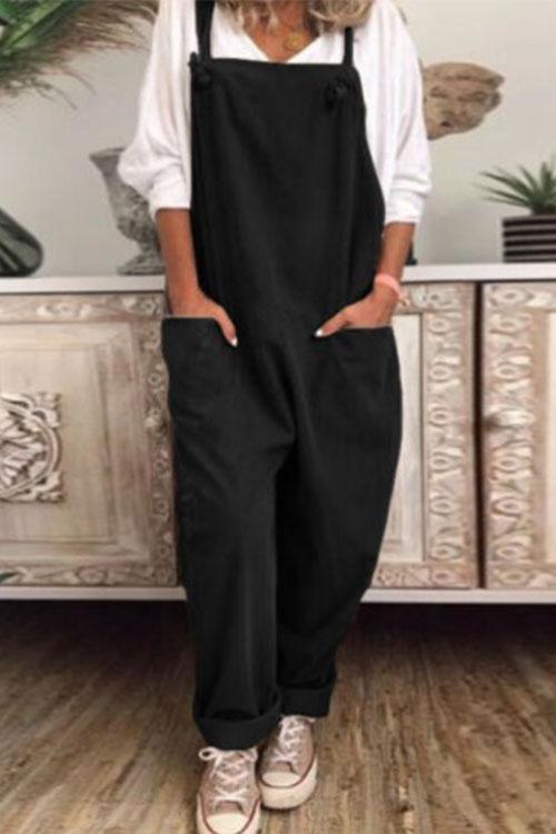 Nikkimoda Cotton Linen Wide Leg Baggy Overalls