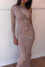 Nikkimoda One Shoulder Sequin Bodycon Party Dress