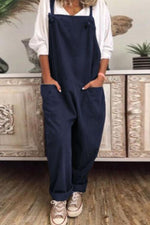 Nikkimoda Cotton Linen Wide Leg Baggy Overalls