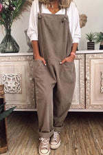 Nikkimoda Cotton Linen Wide Leg Baggy Overalls