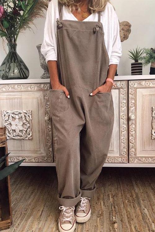 Nikkimoda Cotton Linen Wide Leg Baggy Overalls