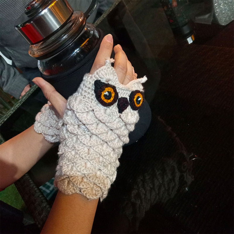 Nikkimoda Crochet Owl Fingerless Gloves