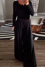 Nikkimoda Crewneck Pullover and Wide Leg Pants Set