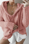 Nikkimoda Nina Solid Shaggy Hoodied Pullovers