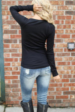 Nikkimoda V Neck Long Sleeve Basic T-shirt