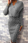 Nikkimoda Leopard Splice High Waist Ruffle Bodycon Dress