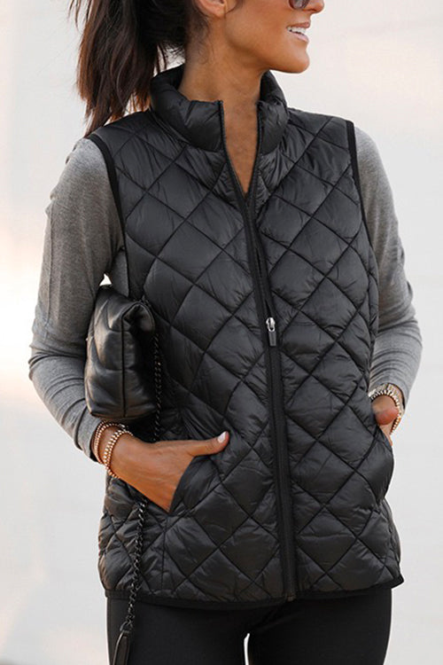 Nikkimoda Stand Collar Zip Up Down Vest