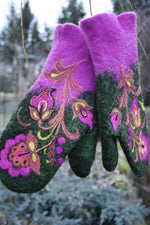 Nikkimoda Christmas Flower Embroidery Mittens(5 Colors)