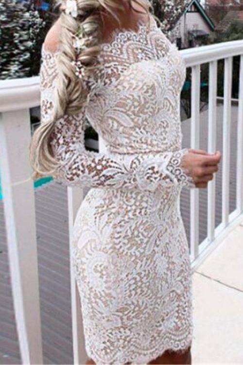 White lace pencil clearance dress