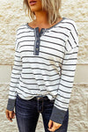 Nikkimoda Lyndi Stripes Button Knit Sweater