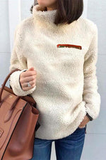 Nikkimoda Warm Turtleneck Zip Fuzzy Pullovers