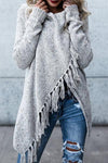 NM Cowl Neck Tassel Irregular Sweater