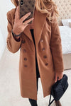 Nikkimoda Notched Lapel Double Breasted Midi Coat