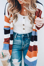 Nikkimoda Soft Rainbow Striped Sweater Cardigan