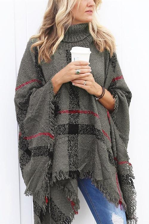 Nikkimoda Soft Tassel Lattice Cloak Poncho Sweater