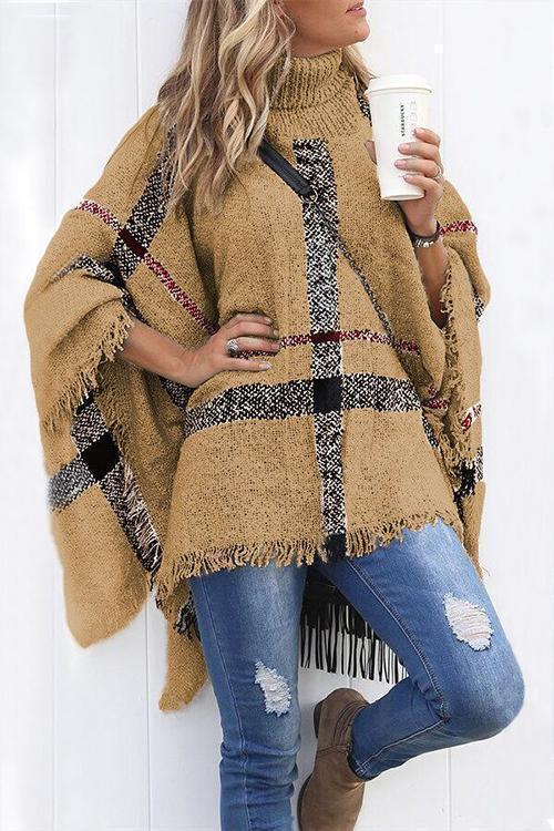 Nikkimoda Soft Tassel Lattice Cloak Poncho Sweater