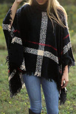 Nikkimoda Soft Tassel Lattice Cloak Poncho Sweater