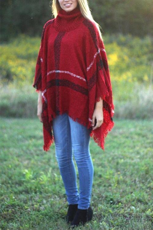 Nikkimoda Soft Tassel Lattice Cloak Poncho Sweater