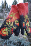 Nikkimoda Christmas Flower Embroidery Mittens(5 Colors)