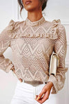 Nikkimoda Sweet Mockneck Ruffle Lace Shirt