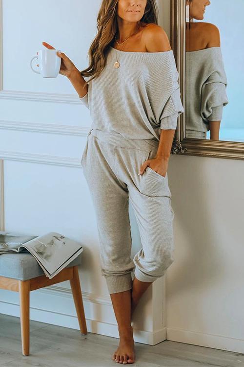 Nikkimoda Batwing Long Sleeves Top and Long Pants Loungewear Set