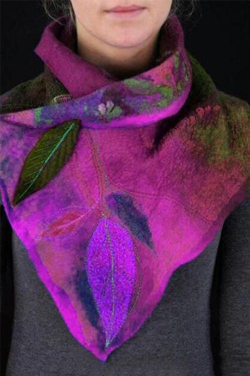 Nikkimoda Elegant Leaf Embroidered Scarf