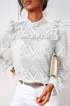 Nikkimoda Sweet Mockneck Ruffle Lace Shirt