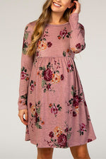 Nikkimoda Long Sleeve Floral Printed Maternity Dress