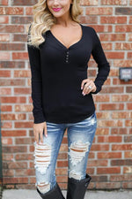 Nikkimoda V Neck Long Sleeve Basic T-shirt