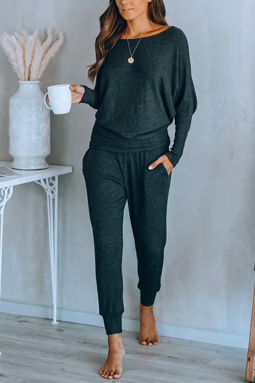 Nikkimoda Batwing Long Sleeves Top and Long Pants Loungewear Set