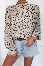 Nikkimoda Mockneck Printed Long Sleeves Cute Top