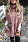 Nikkimoda Turtleneck Cable Knit Cloak Sweater