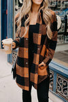 Nikkimoda Plaid Print Button Front Blouse Coat