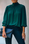 Nikkimoda Tie Neck Elastic Bell Sleeve Blouse Top